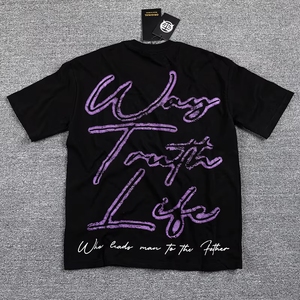 Abbigliamento di Marca di Lusso GLAZA <span class=keywords><strong>GOD</strong></span> per Uomo, Alta Qualità, Stampa con Lettere Viola, Manica Corta, Prezzo Basso, Vendita all'Ingrosso Personalizzata - Product Image 3