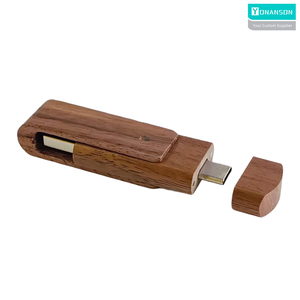 Wooden Swivel Type C USB Flash Drive with logo Wholesale OTG USB Pendrive 8GB 16GB <strong>32GB</strong> Free Custom logo Wood USB <strong>Memory</strong> <strong>Stick</strong> - Product Image 4