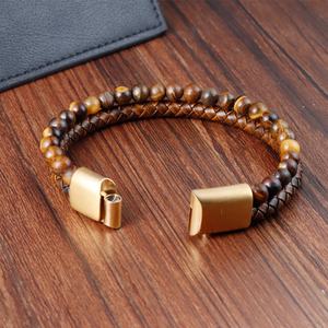 Brazalete de Acero Inoxidable Chapado en Oro PVD de 18K Au750 2025 con Ojo de Tigre para Hombre, Regalo Certificado de Lujo y a la Moda para Hombres y Niños - Product Image 2