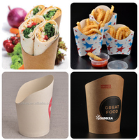 Boîtes à emporter en papier jetables personnalisées à paroi simple pour gaufres à bulles, frites françaises, desserts