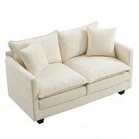 Canapé-lit en forme de L de 52 pouces, moderne, deux places, en tissu de lin, assise profonde, pour petits espaces, confortable, avec 2 oreillers, pour salon, chambre, appartement