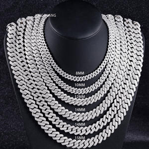 100 % Diamanttest bestanden VVS Hip-Hop-Schmuck, 2-reihige 8 mm 10 mm 12 mm Diamant Cuban-Link-Kette, 925 Silber Halskette, Moissanit-Kette - Product Image 5