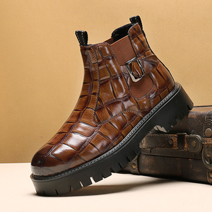 Bottes Martin pour hommes, bottines britanniques durables, mi-hautes, vintage, en cuir pour hommes - Product Image 4
