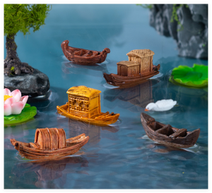 Micro giardino paesaggistico 3D <span class=keywords><strong>architettura</strong></span> in resina artigianale casa delle bambole Jet nave barca a vela barche in miniatura statuette giocattoli per bambini - Product Image 5