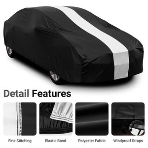 Housse de voiture extérieure 210D housse de voiture imperméable de protection UV de haute qualité avec des rayures au <span class=keywords><strong>centre</strong></span> - Product Image 4
