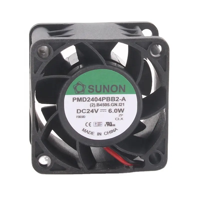 SUNON 12V 48V DC24V 6.0W EC AC 40X40X28มม. 4ซม. 4028ลูกปืนคู่ปริมาณอากาศสูง2สายเซิร์ฟเวอร์ PMD2404PBB2-A พัดลมระบายความร้อน