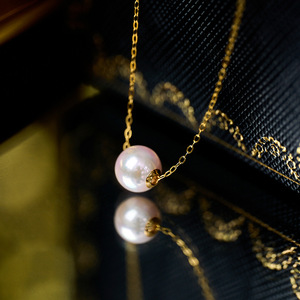สร้อยคอจี้ไข่มุกทะเลตาฮิติ 9-10 มม. สีออโรร่า ดีไซน์เรียบหรูแบบเจ้าหญิงไดอาน่า ทอง 18K สำหรับผู้หญิง สไตล์หรูหราเบาๆ - Product Image 1