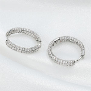 Pendientes Elegantes de Rodio para Mujer RAKOL EP3012, Pendientes Redondos Huecos de Moda - Product Image 4