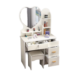 Tocador de Madera Contemporáneo que Ahorra Espacio con Espejo Integrado y Cajones de Almacenamiento de Múltiples Niveles para Espacios Pequeños - Product Image 4