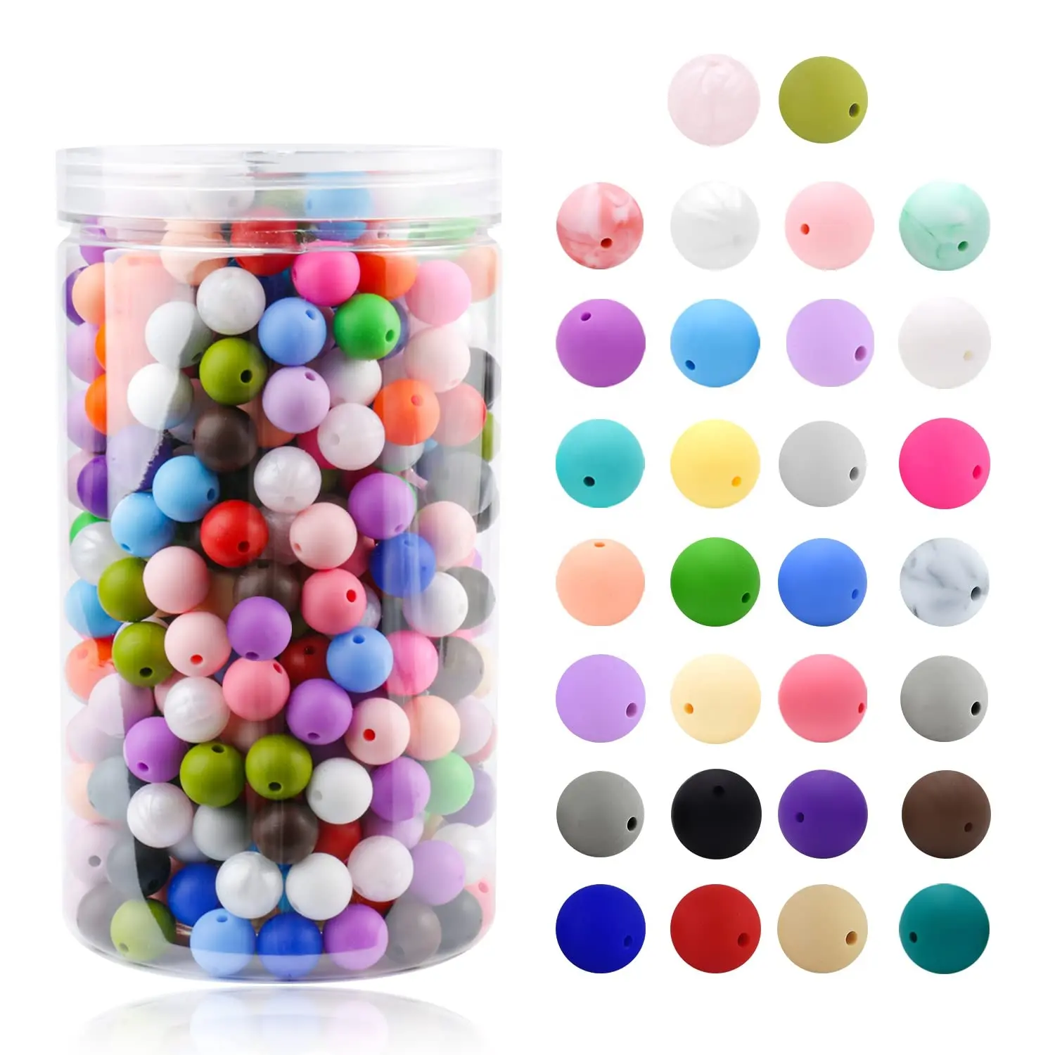 Perles rondes en silicone de 19mm en vrac pour kit de fabrication de porte-clés, perles lâches focales en silicone en caoutchouc pour collier, bracelet et lanière