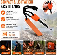 Mini allume-feu en ferrocérium, portable, 15g, allume-feu d'urgence en acier avec grattoir et cordon pour le camping et la survie