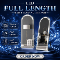 Grand miroir de salle de bain LED en forme d'arche, tactile intelligent, anti-buée, mural, éclairé, avec haut-parleur Bluetooth