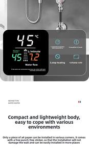 <span class=keywords><strong>Chauffe</strong></span>-<span class=keywords><strong>eau</strong></span> électriques instantanés intelligents 5-6KW conception d'induction écran tactile sans réservoir ménage en aluminium à température constante - Product Image 2