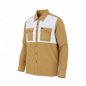 Camicia di Alta Qualità, Camicia a Maniche Lunghe Traspirante in Lino-Cotone per <span class=keywords><strong>Uomo</strong></span>, Set di Camicie Casual Bicolore Kaki e Bianco - Product Image 4