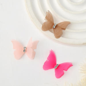 Nueva pinza de pelo de mariposa de seda 3D de doble capa con adorno de diamante estilo dulce tela arte accesorios para el cabello banda para la cabeza - Product Image 3