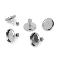 Clou d'oreille Piercing en acier inoxydable, clou rond et plat, avec boucles pendantes, 1 pièce