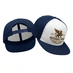 Gorra Trucker de Espuma Blanca y Azul Marino con Logotipo Personalizado y Serigrafía de Alta Definición para Clubes de Motociclistas y Marcas de Ropa Urbana - Product Image 1