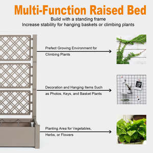 Jardin <span class=keywords><strong>potager</strong></span> autonome de 61,7 pouces de haut, en plastique <span class=keywords><strong>avec</strong></span> motif en <span class=keywords><strong>treillis</strong></span> - Product Image 2