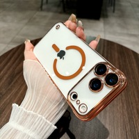 Coque de Téléphone Portable Magnétique Sans Cadre Électroplaquée de Luxe pour iPhone 17 Pro Max, Étui Transparent de Protection en TPU PC