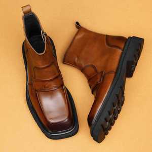 2025 Autumn/Winter Men's Genuine Leather <b>Oxford</b> Business Formal High Top Square Toe <b>Platform</b> Lace-Up Light Weight Breathable - Product Image 4