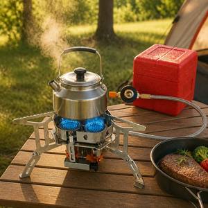 STARCAMP 6800W Staal Outdoor Solo Rugzak Hiking Propane Butane Winddichte Spray Gas <span class=keywords><strong>Camping</strong></span> Draagbare 3-pits Kooktoestel - Product Image 6