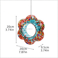 Mangeoire à oiseaux en verre colorée suspendue en forme de fleur, mangeoires pour oiseaux sauvages pour la décoration extérieure du jardin, de la cour et du patio