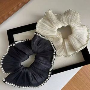 Élastiques à cheveux élégants en maille noire pour femmes, avec dentelle, perles, fleurs et strass, accessoire de coiffure pour enfants - Product Image 2