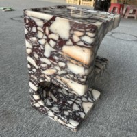 Table d'appoint en marbre Calacatta Viola d'Italie en forme de C, fabricant chinois, meuble pour salon, table d'appoint de canapé, vente en gros