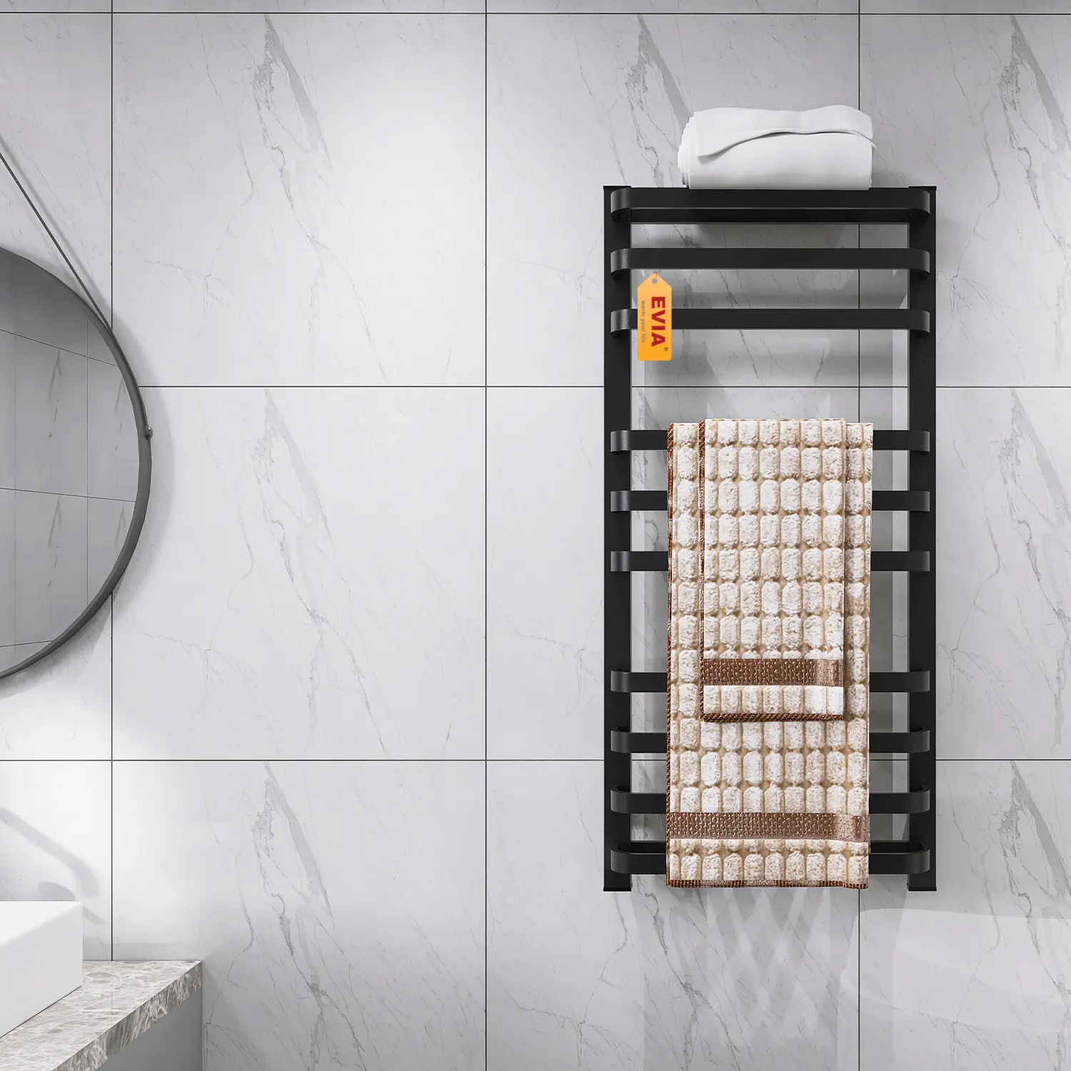 EVIA EV-180 Fixe Serviette De Bain Titulaire Électrique Radiateur Sèche-Serviettes Rack Pour Salle De Bains