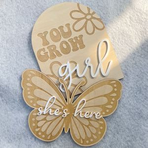 Panneau d'annonce de <span class=keywords><strong>naissance</strong></span> <span class=keywords><strong>personnalisé</strong></span> en forme de papillon, en bois 3D, avec inscription « Bonjour le monde », informations sur la <span class=keywords><strong>naissance</strong></span>, tableau statistique - Product Image 4