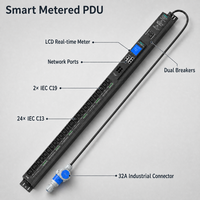 KAILES(KLS) Smart MC PDU 32A 200-240V avec 24 prises (21 C13 3 C19) Compteur intelligent Montage en rack industriel Noir 7680W Charge maximale