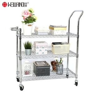 Chariot de rangement utilitaire à déplacement facile, robuste, à <span class=keywords><strong>3</strong></span> niveaux, en métal, chariot industriel, étagère en fil métallique - Product Image 2