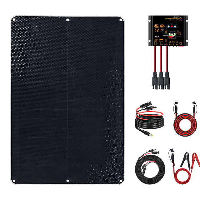 20W 12V Flexible Solar Panel Kit, 25W Solar Small Trickle Battery Maintainer with Controller for Car Motorcycle Lawn Mower Boat