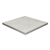 Plateau de table carré moderne en marbre gris, finition HPL Formica USA, veinage gris clair avec bord en métal brossé, plateau de table intérieur pour café