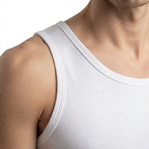 Débardeur décontracté pour hommes grandes tailles, sans manches, tricoté 100% coton, col rond, respirant, sous-vêtement de sport d'été - Product Image 5