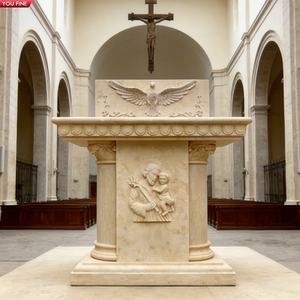 Púlpito de Iglesia YOUFINE Tallado a Mano en Mármol Blanco con Cuatro Esculturas de los <span class=keywords><strong>Evangelistas</strong></span> para Uso Religioso - Product Image 2