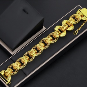 Jxx Fashion 24K Gold Plated Heavy <b>Chain</b> Bracelet Wholesale Trendy Charm Bracelets for Women and Men Mainly Made of Brass - Product Image 3