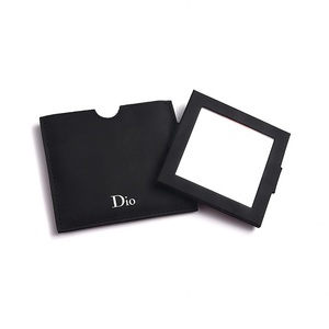 Black Luxury Silver Stamping Custom Logo Wallet Pouch Hand Held Portable Pocket <b>Mirror</b> - Product Image 1