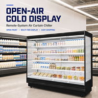 Vitrine réfrigérée commerciale multi-étagères à rideau d'air ouvert pour supermarché, idéale pour les produits d'épicerie, laitiers et boissons