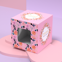 Boîte d'emballage de tasses avec conception de logo personnalisée boîte d'emballage de tasses d'assiettes de fleurs roses avec fenêtre boîte d'emballage de papier de tasse de thé ensembles de thé