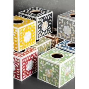 Mother Pearl Inlay <b>Tissue</b> Box Cover & <b>Paper</b> Holder with Capiz Shells Modern Waterproof Design 15x15x15cm Made in Vietnam - Product Image 6
