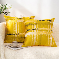 Nouvelle conception 2024 – Housse de coussin jacquard de luxe à rayures, texture argentée et dorée, pour canapé