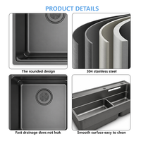 Évier de cuisine intelligent de haute qualité à cuve profonde, évier cascade avec accessoires