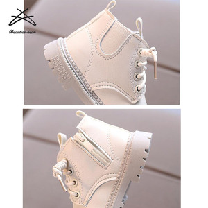 时尚秋冬儿童PU皮革休闲靴纯色婴儿英式男童女童踝靴短靴 - Product Image 6