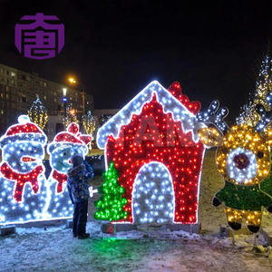 Luces LED 3D con forma de casa para exteriores, luminosas, IP65, adornos decorativos cuadrados para Navidad - Product Image 6