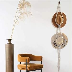 Support mural décoratif Boho fait à la main, <span class=keywords><strong>porte</strong></span>-chapeau, organisateur, <span class=keywords><strong>porte</strong></span>-chapeau en macramé - Product Image 3