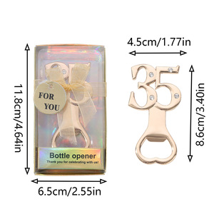 Simpatici apribottiglie per birra a forma di numero 16/18/20/21/35/45/55/65/75/90 a forma di bottiglia di <span class=keywords><strong>compleanno</strong></span> in oro rosa regali di ritorno per gli ospiti - Product Image 6