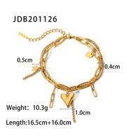Bracelet en acier inoxydable bicolore plaqué or 18 carats breloque étoile coeur 3D couche empilable idée cadeau fille cool