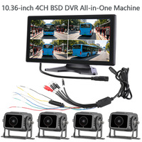 Pantalla IPS HD de 10.36 Pulgadas, DVR con Detección y Advertencia de Punto Ciego de 4 Canales, Grabación en Bucle y Reproductor Multimedia MP5 Todo en Uno