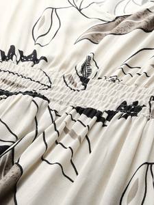 Logo personalizzato OEM ODM <span class=keywords><strong>abito</strong></span> Midi di alta qualità all'ingrosso Streetwear stampa digitale avorio <span class=keywords><strong>nero</strong></span> floreale abiti estivi <span class=keywords><strong>donna</strong></span> - Product Image 3